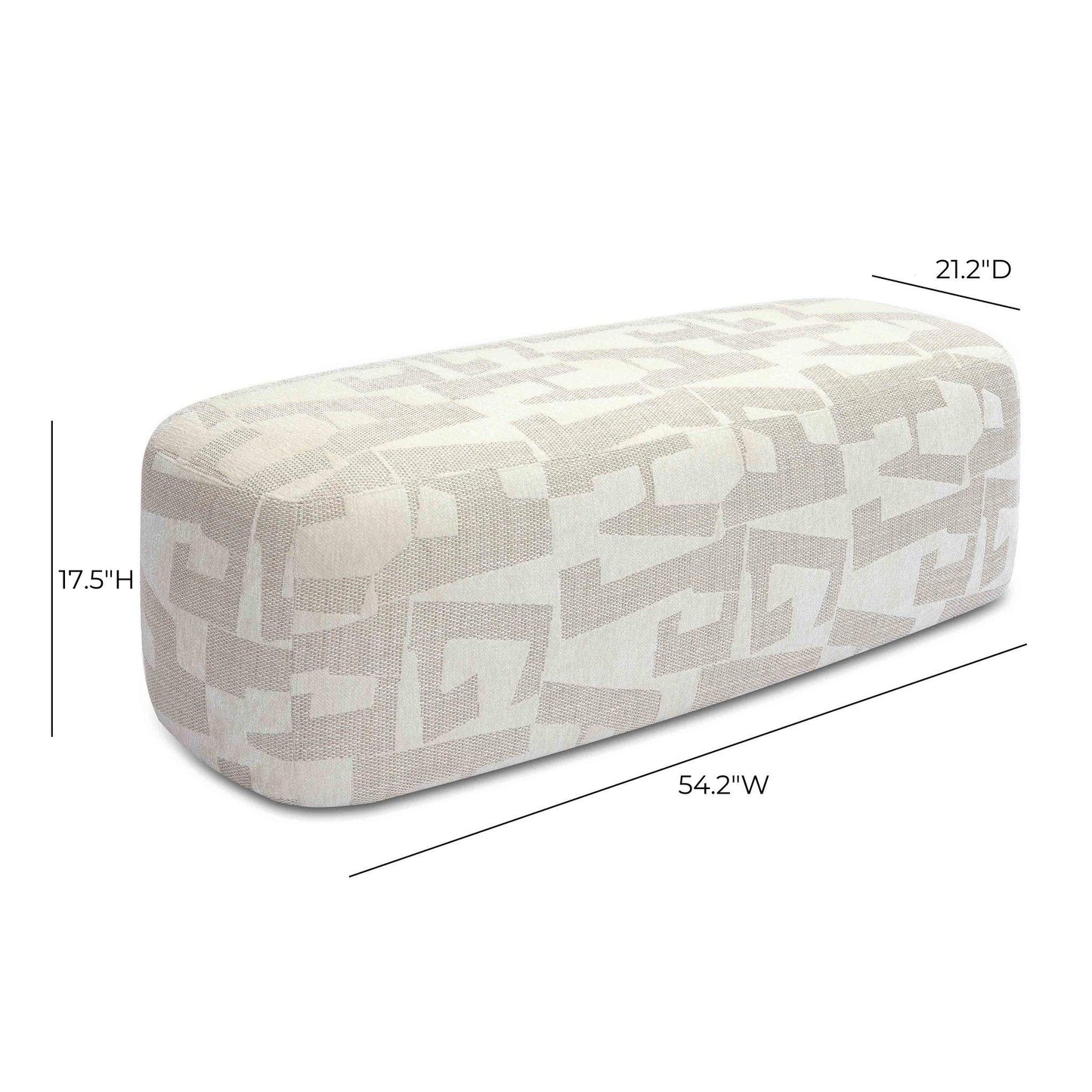 Graceland 54" Cream Performance Jacquard Bench Cream by Tov Furniture