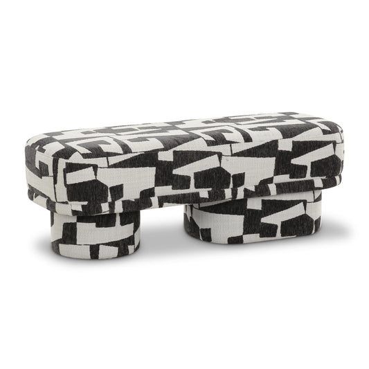 Lena 47" Performance Jacquard Bench Black and White by Tov Furniture