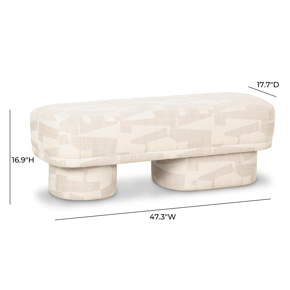 Lena Cream Performance Jacquard Bench by TOV Furniture – photo 7 of 8