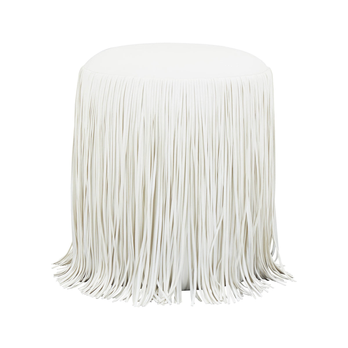 Shag Me Ivory Performance Vegan Leather Ottoman by TOV Furniture – photo 1 of 5