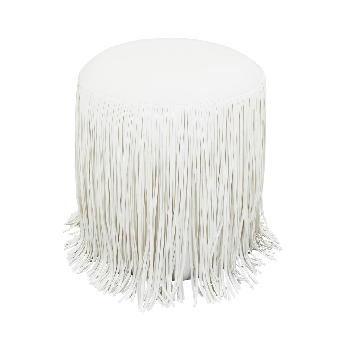 Shag Me Ivory Performance Vegan Leather Ottoman by TOV Furniture – photo 3 of 5