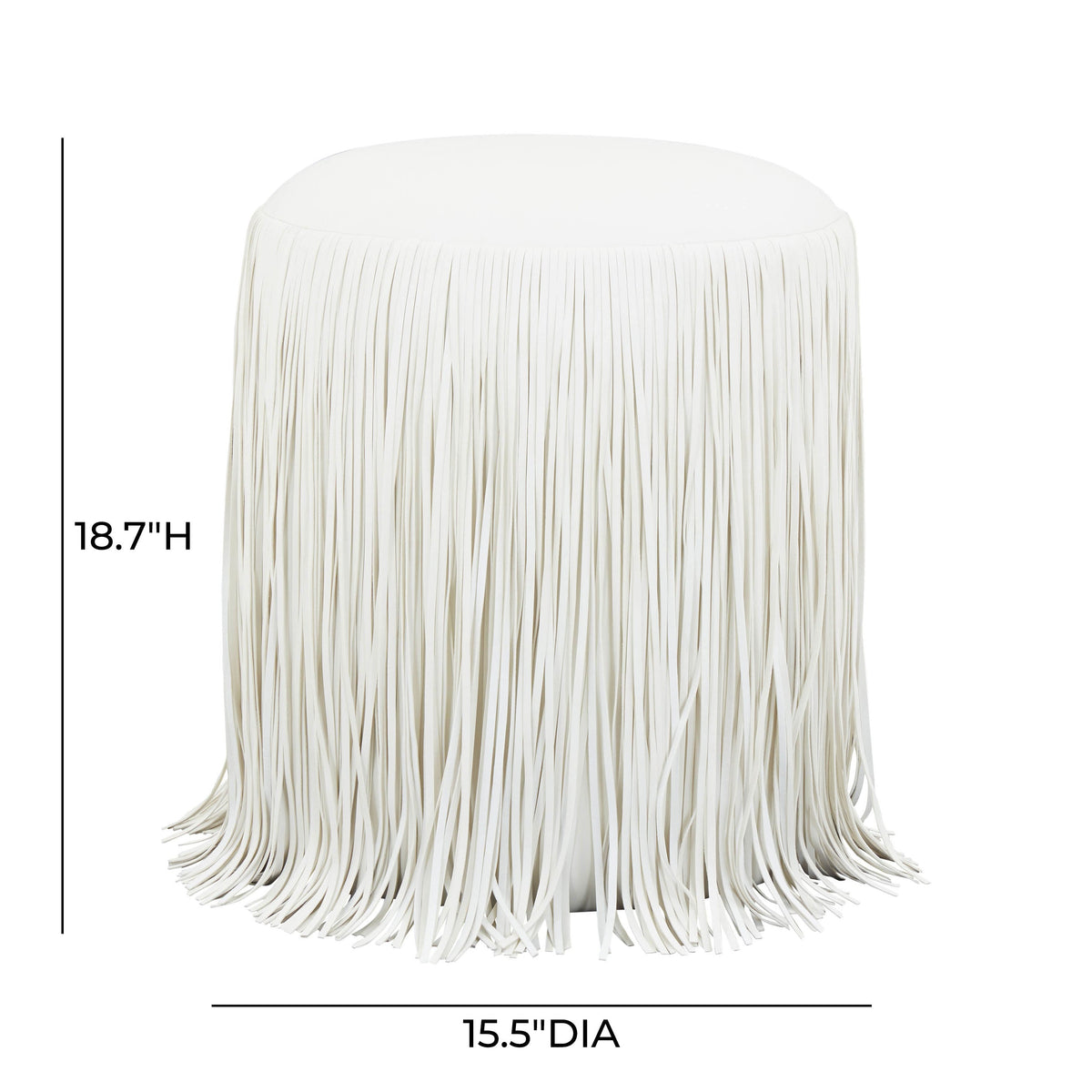 Shag Me Ivory Performance Vegan Leather Ottoman by TOV Furniture – photo 5 of 5