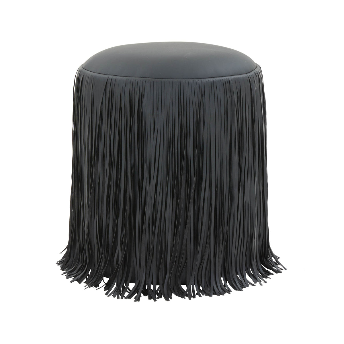 Shag Me Black Performance Vegan Leather Ottoman by TOV Furniture – photo 1 of 5