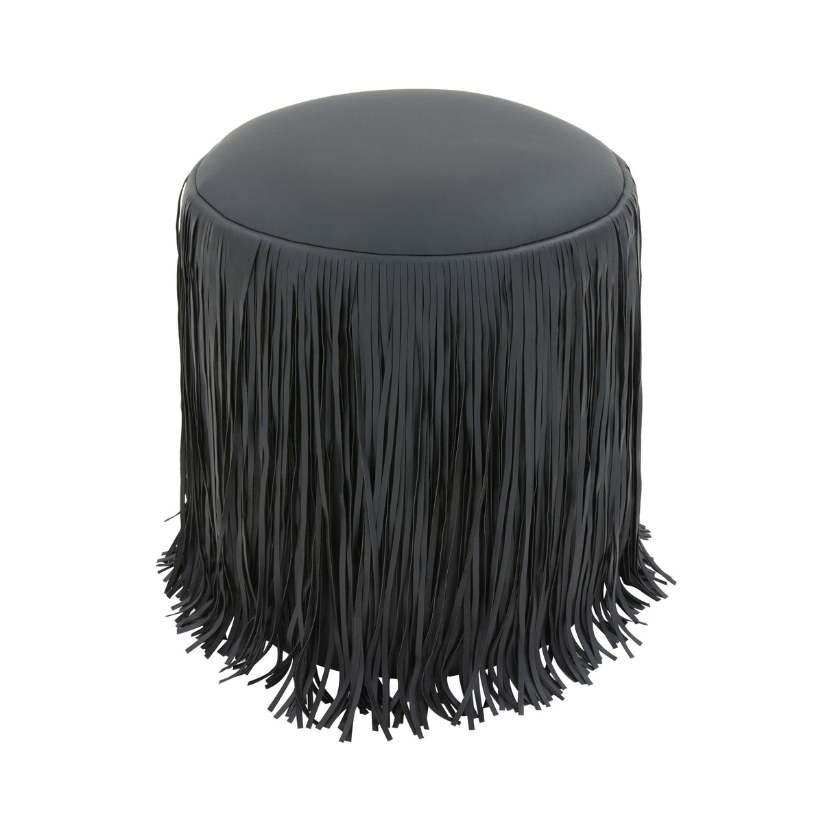 Shag Me Black Performance Vegan Leather Ottoman by TOV Furniture – photo 3 of 5