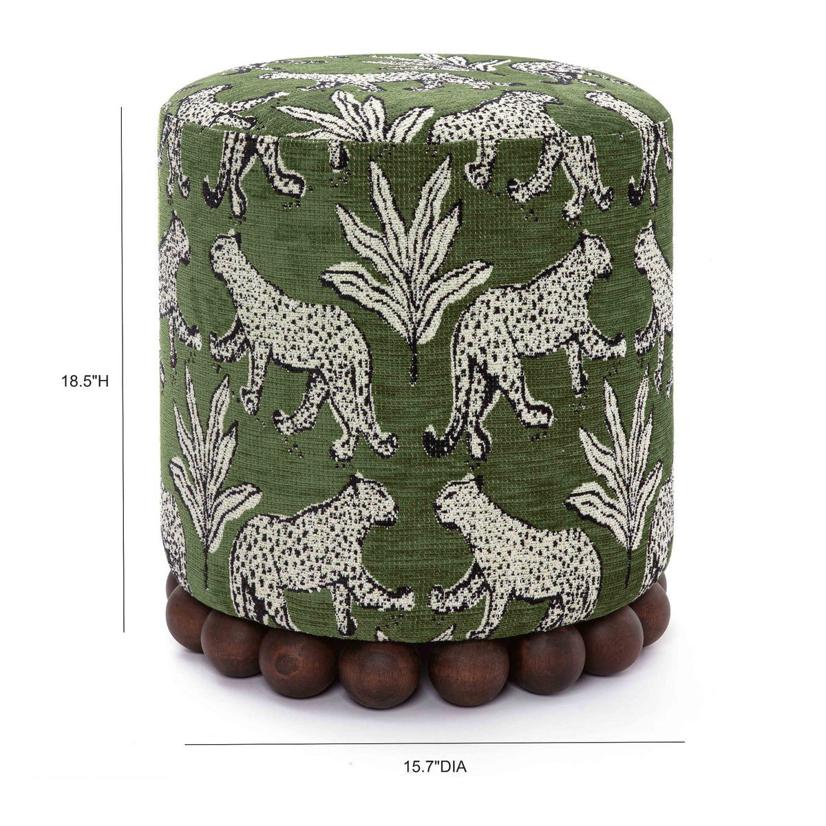 Dex Olive Green Leopard Performance Jacquard Ottoman by TOV Furniture – photo 6 of 6