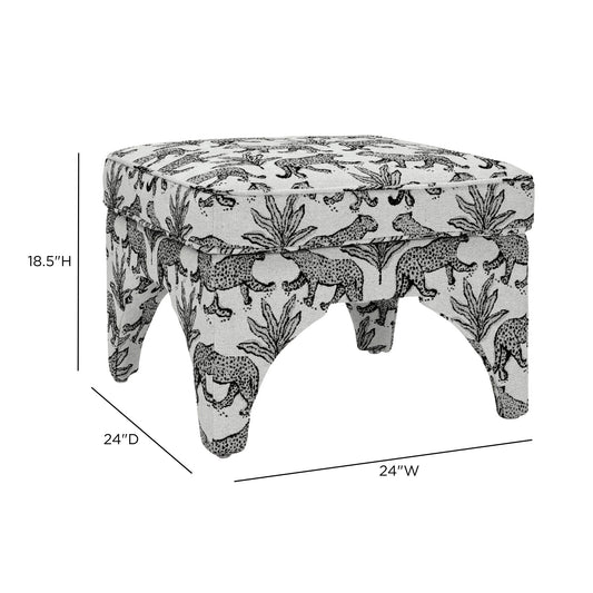Raji Taupe Leopard Performance Jacquard Ottoman by TOV Furniture – photo 6 of 6