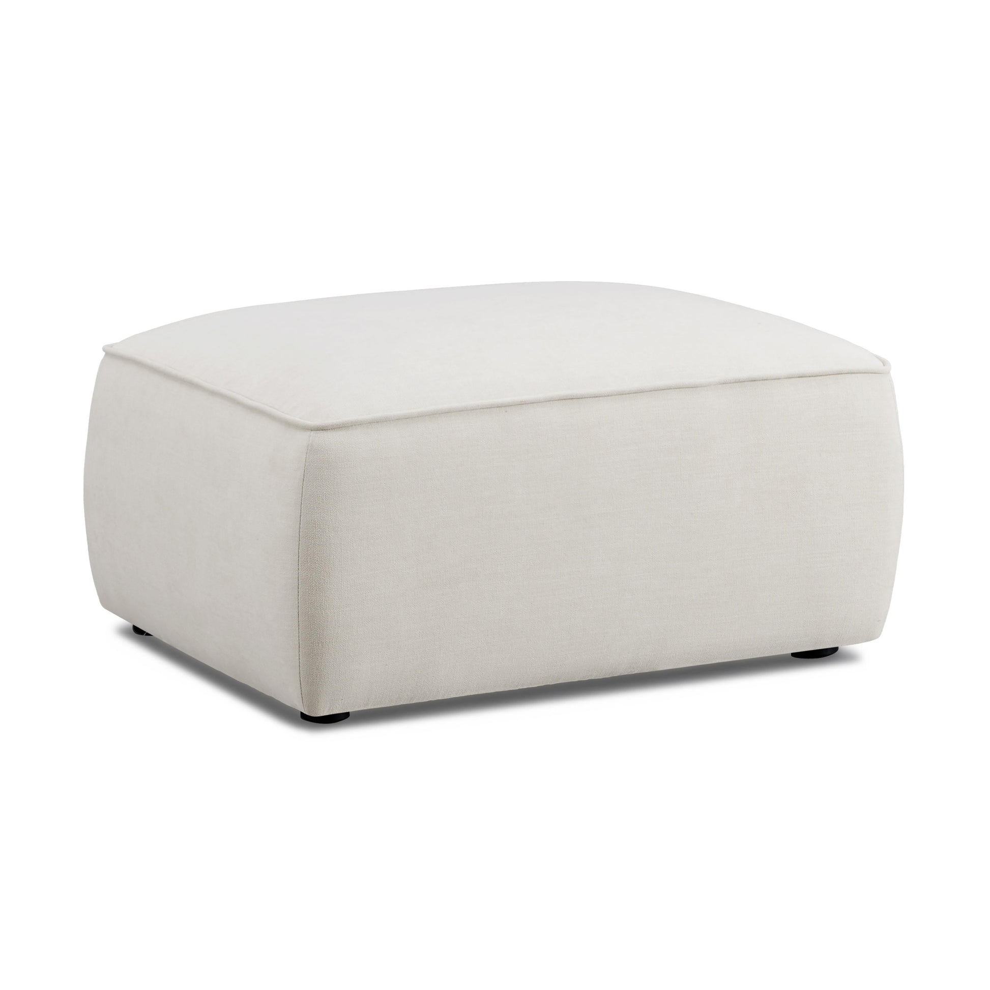 Travie Sand Upcycled Linen Ottoman by TOV Oc69205