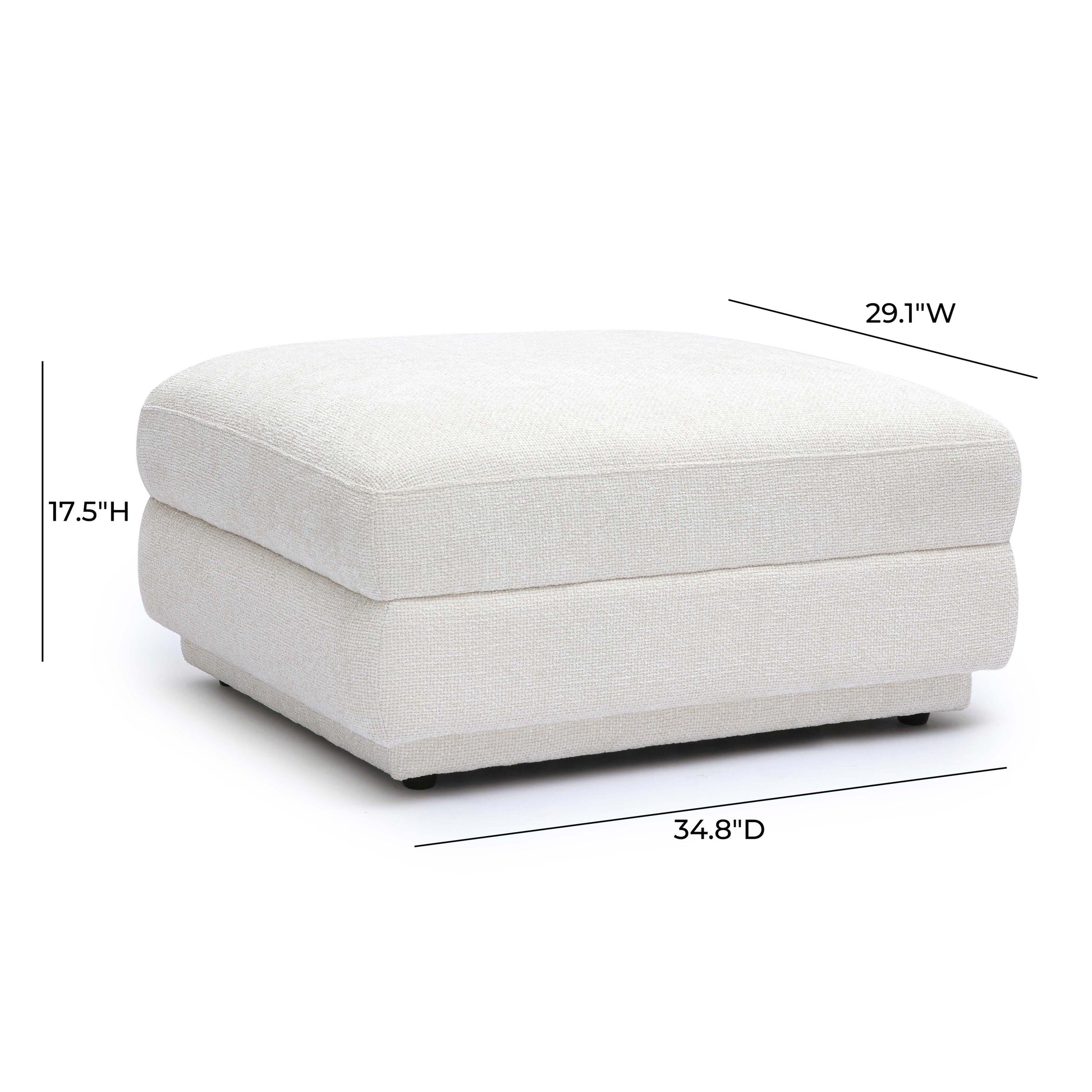 Perry Cream Chenille Modular Ottoman by TOV Oc69218