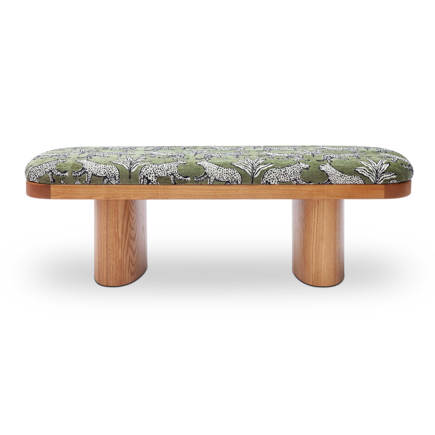 Ollie 48 Olive Green Leopard Jacquard Bench by TOV Oc69224