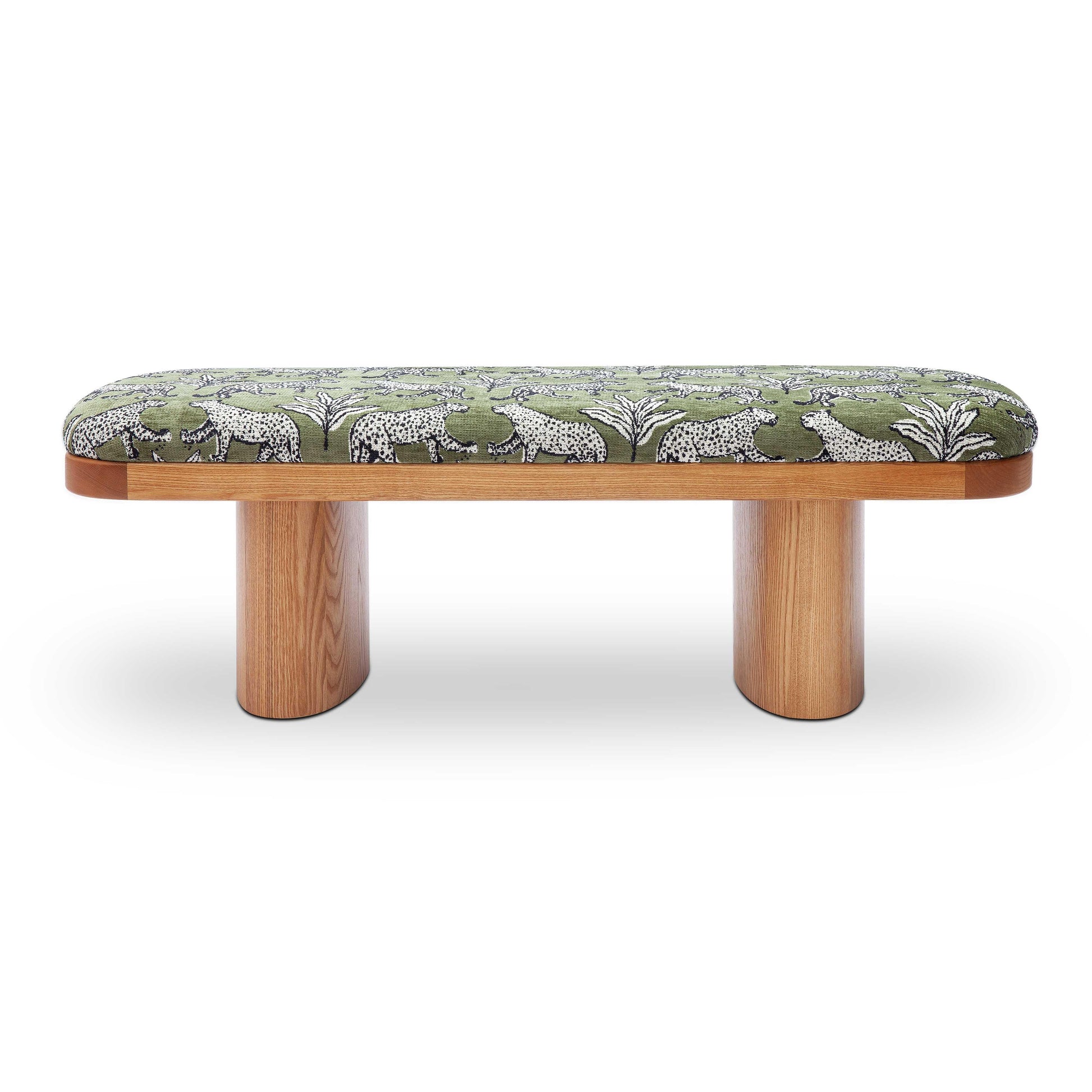 Ollie 48 Olive Green Leopard Jacquard Bench by TOV Oc69224