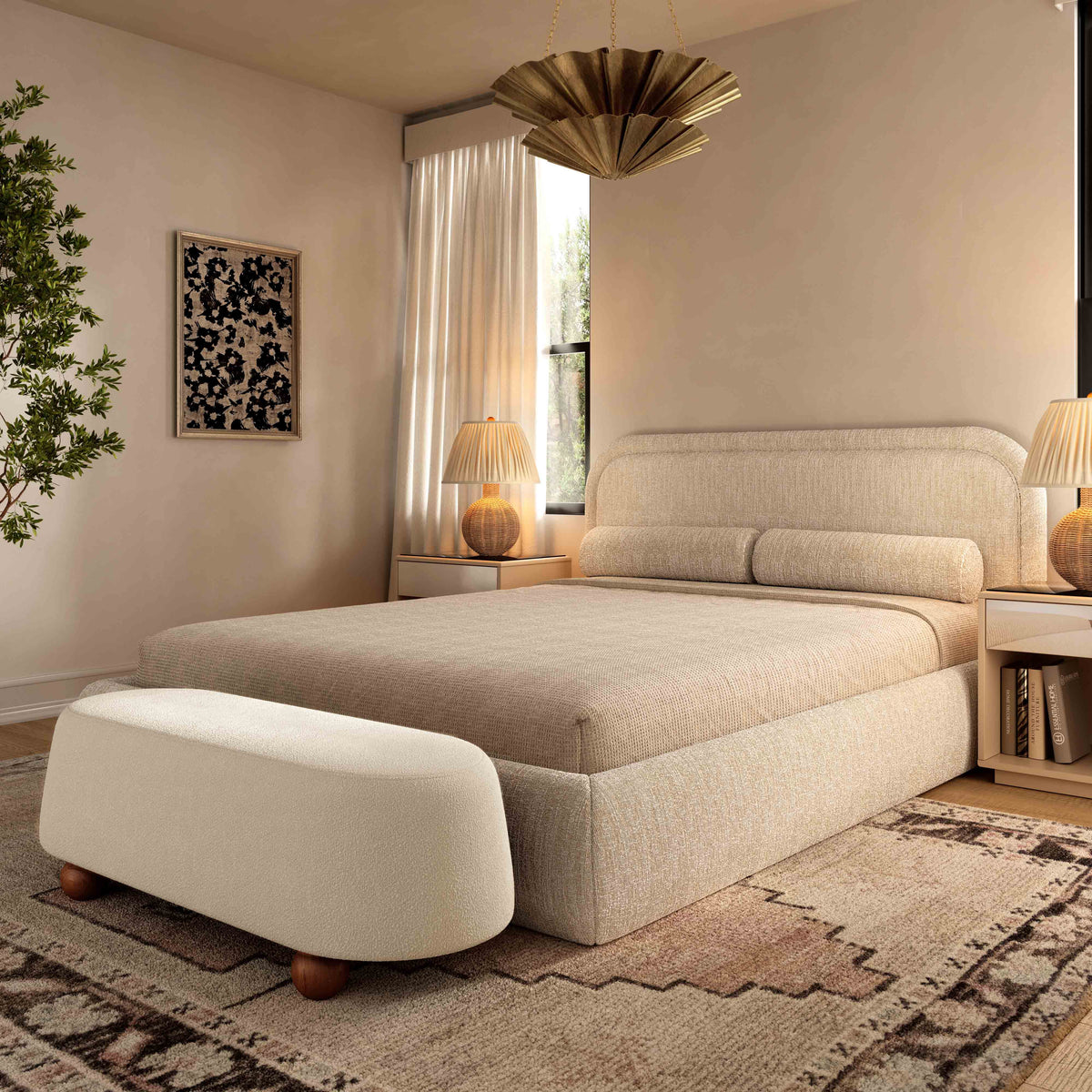 Jaine Cream Performance Boucle Large Ottoman by TOV Furniture – photo 2 of 7