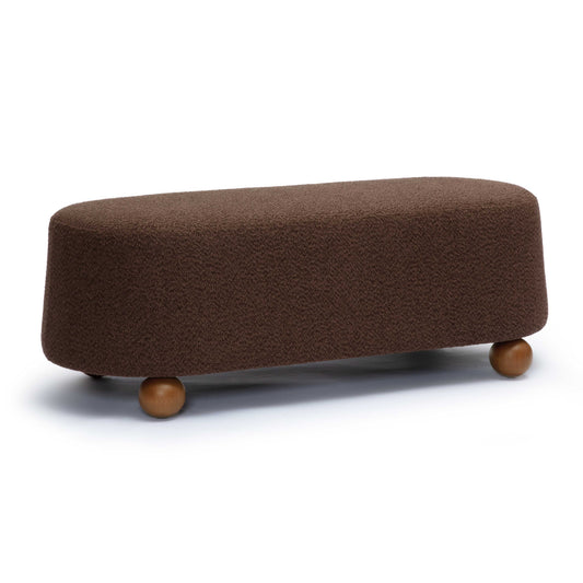 Jaine 48" Performance Boucle Large Ottoman Chocolate Brown by Tov Furniture