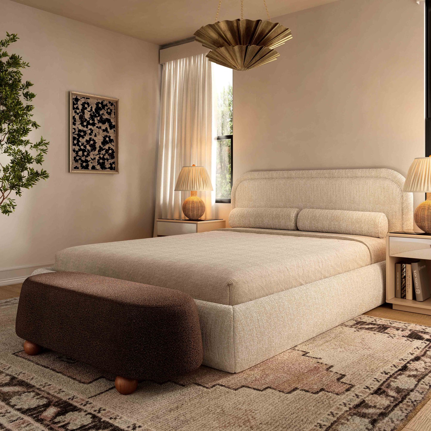 Murielle Textured Performance Boucle Taupe King Bed by Tov Furniture