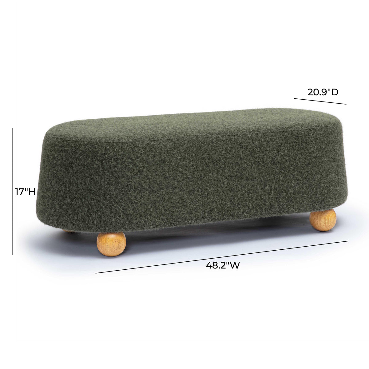 Jaine Forest Green Contract-Grade Faux Mohair Large Ottoman by TOV Furniture – photo 6 of 7
