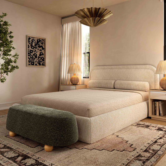 Jaine Forest Green Contract-Grade Faux Mohair Large Ottoman by TOV Furniture – photo 2 of 7