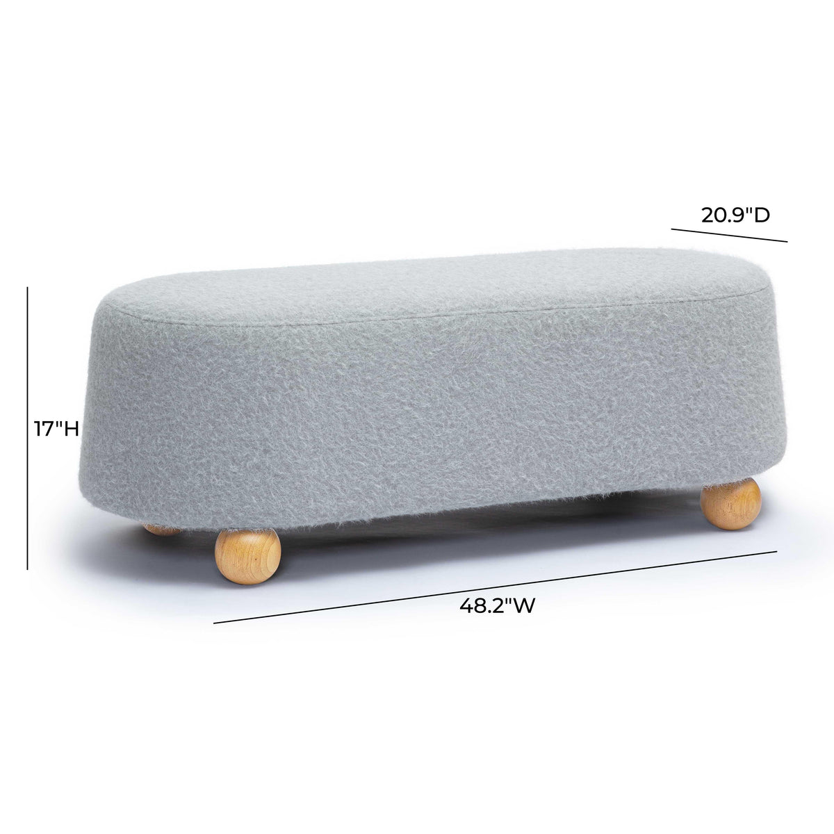 Jaine Stone Grey Contract-Grade Faux Mohair Large Ottoman by TOV Furniture – photo 6 of 7