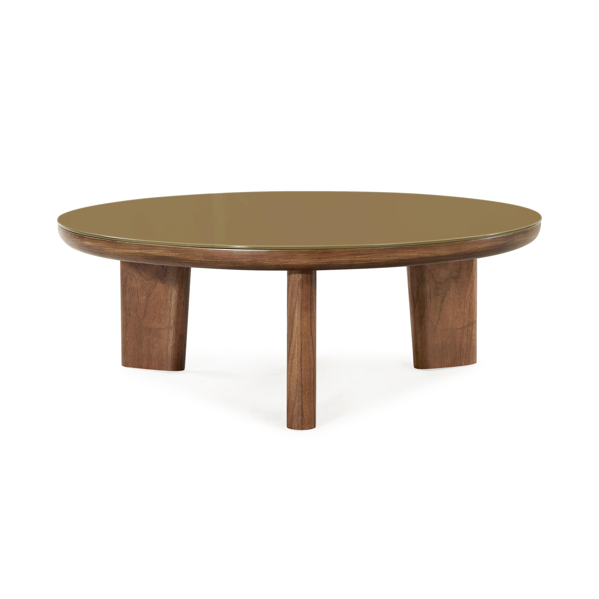 Oani 36 Walnut And Glass Round Coffee Table by TOV Oc69238