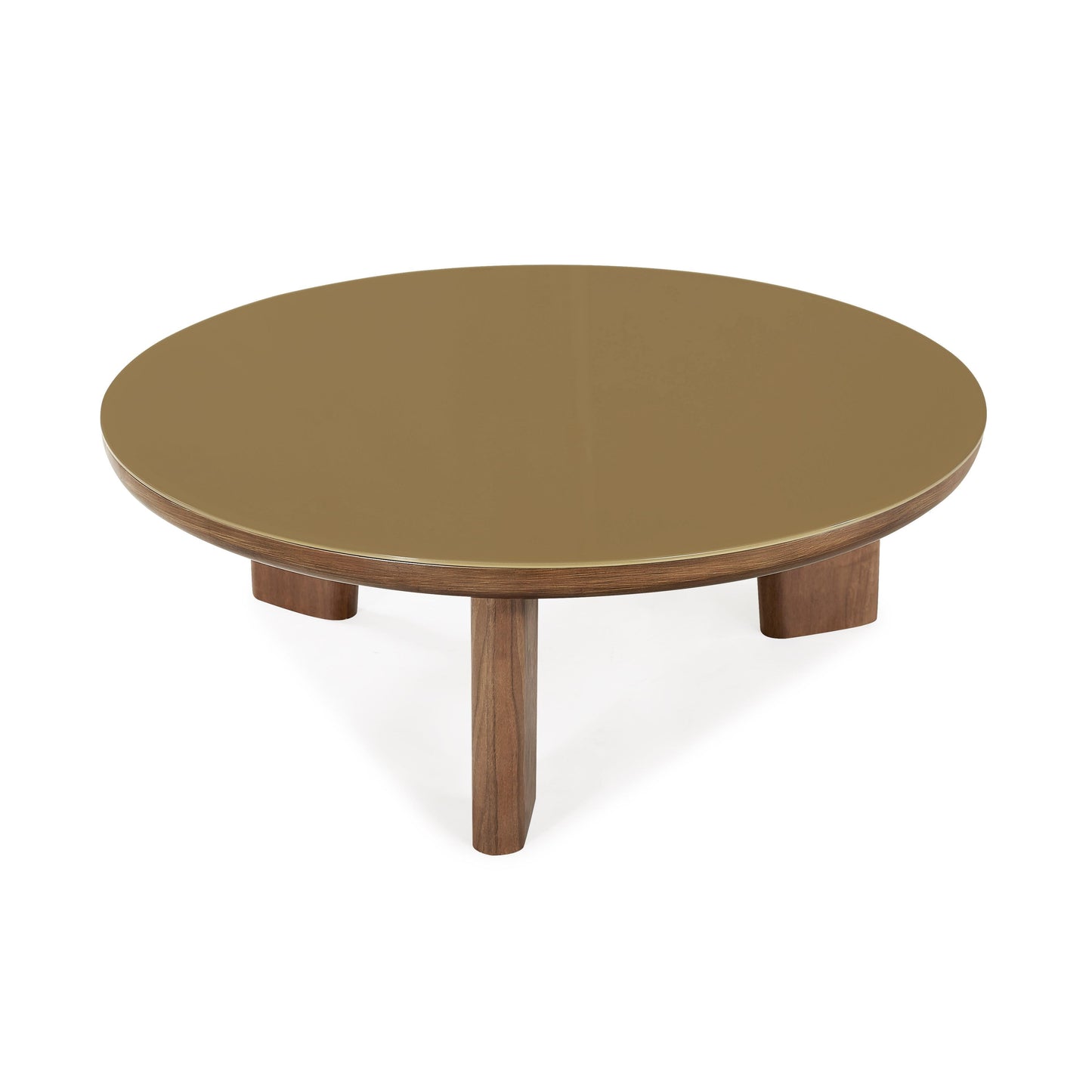 Oani 36 Walnut And Glass Round Coffee Table by TOV Oc69238