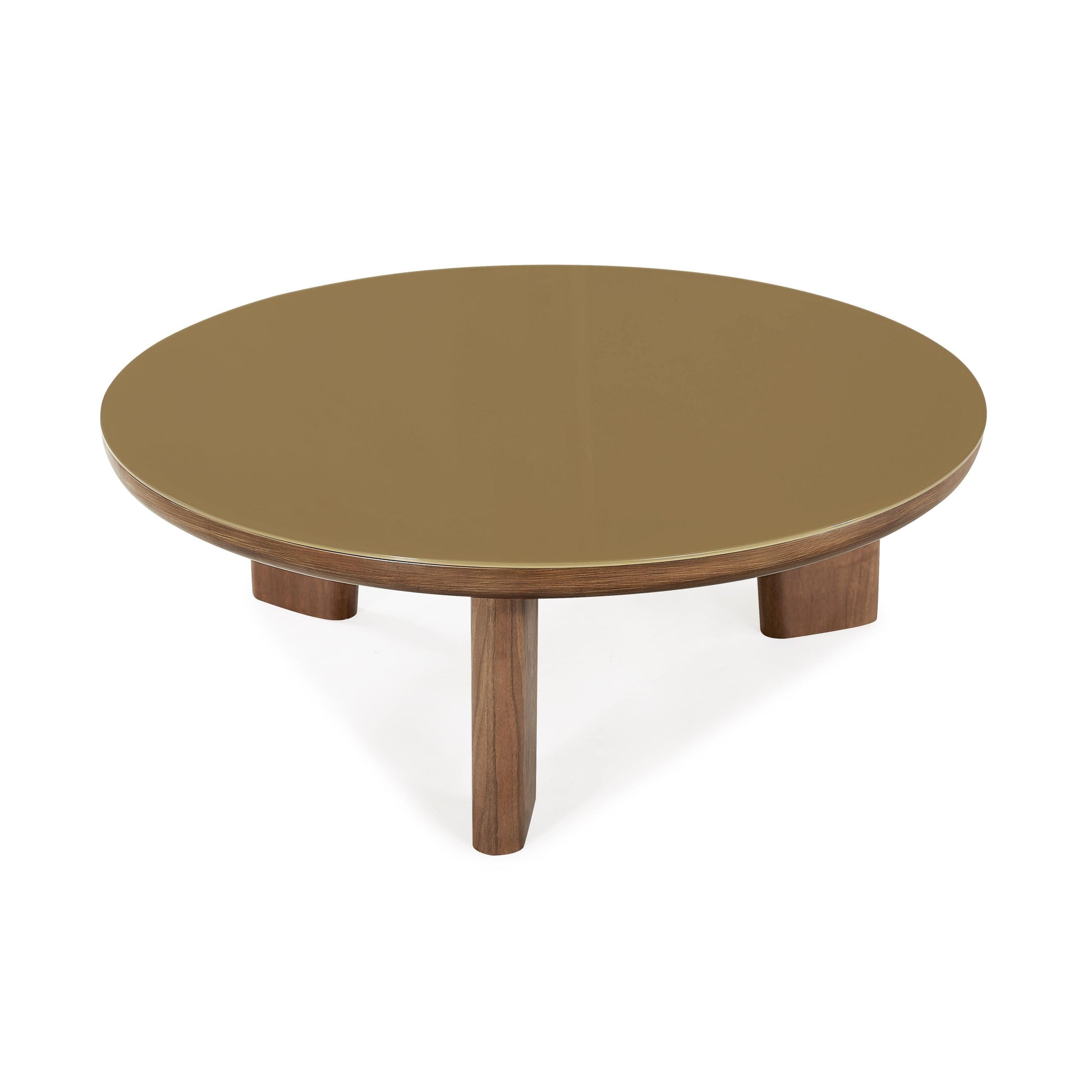 Oani 36 Walnut And Glass Round Coffee Table by TOV Oc69238