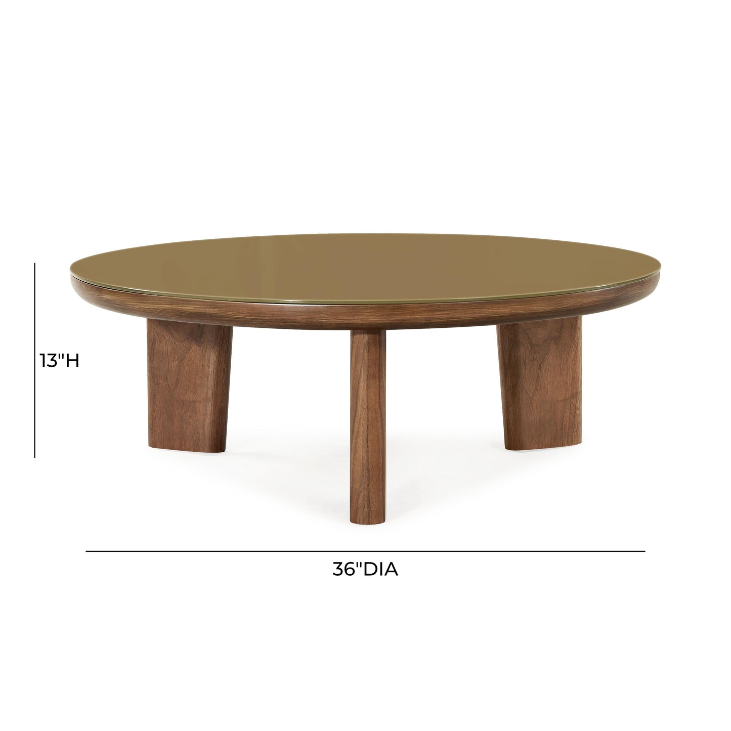 Oani 36 Walnut And Glass Round Coffee Table by TOV Oc69238
