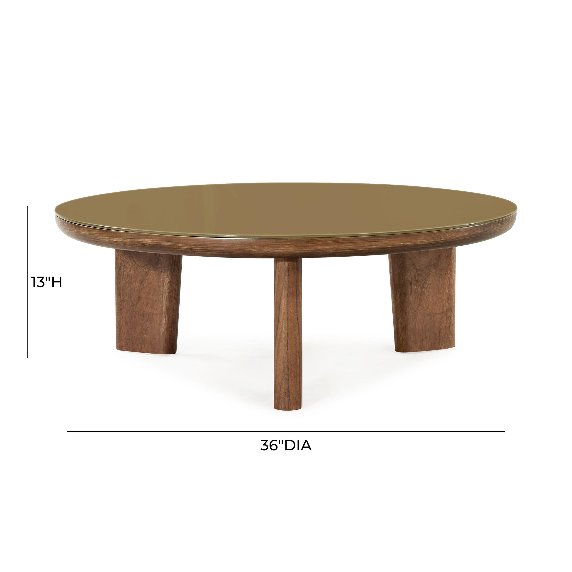 Oani 36 Walnut And Glass Round Coffee Table by TOV Oc69238