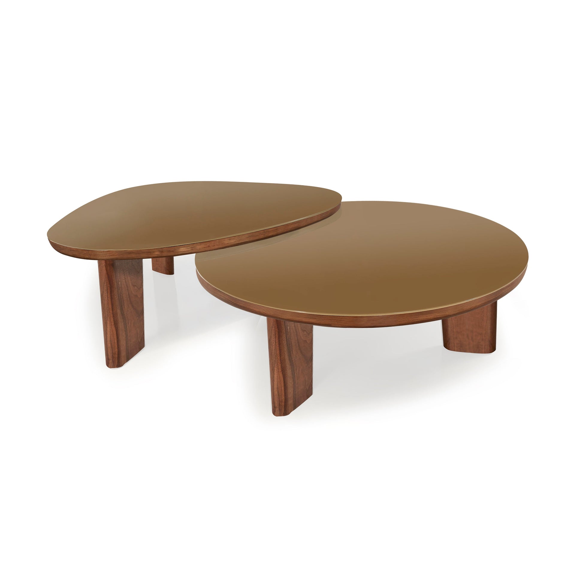 Oani 46 Walnut And Glass Triangular Coffee Table by TOV Oc69239