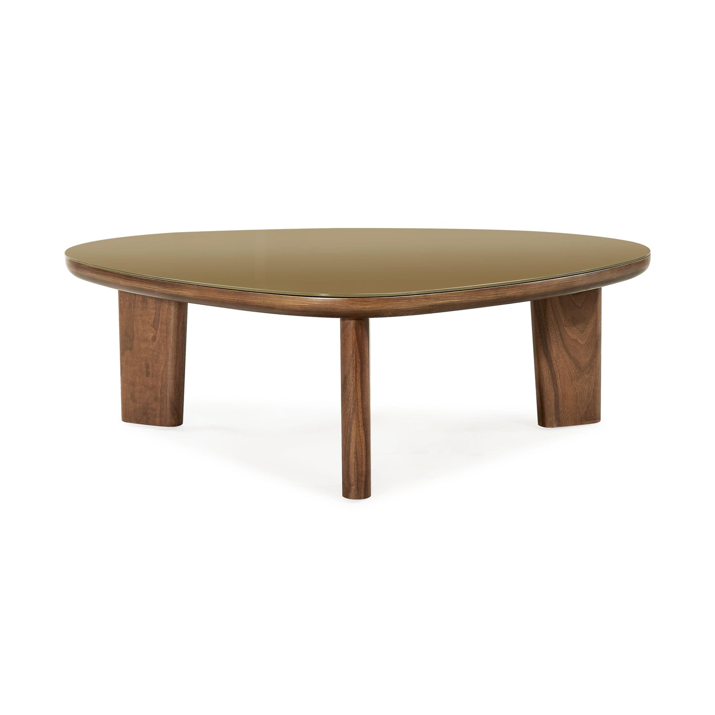 Oani 46 Walnut And Glass Triangular Coffee Table by TOV Oc69239