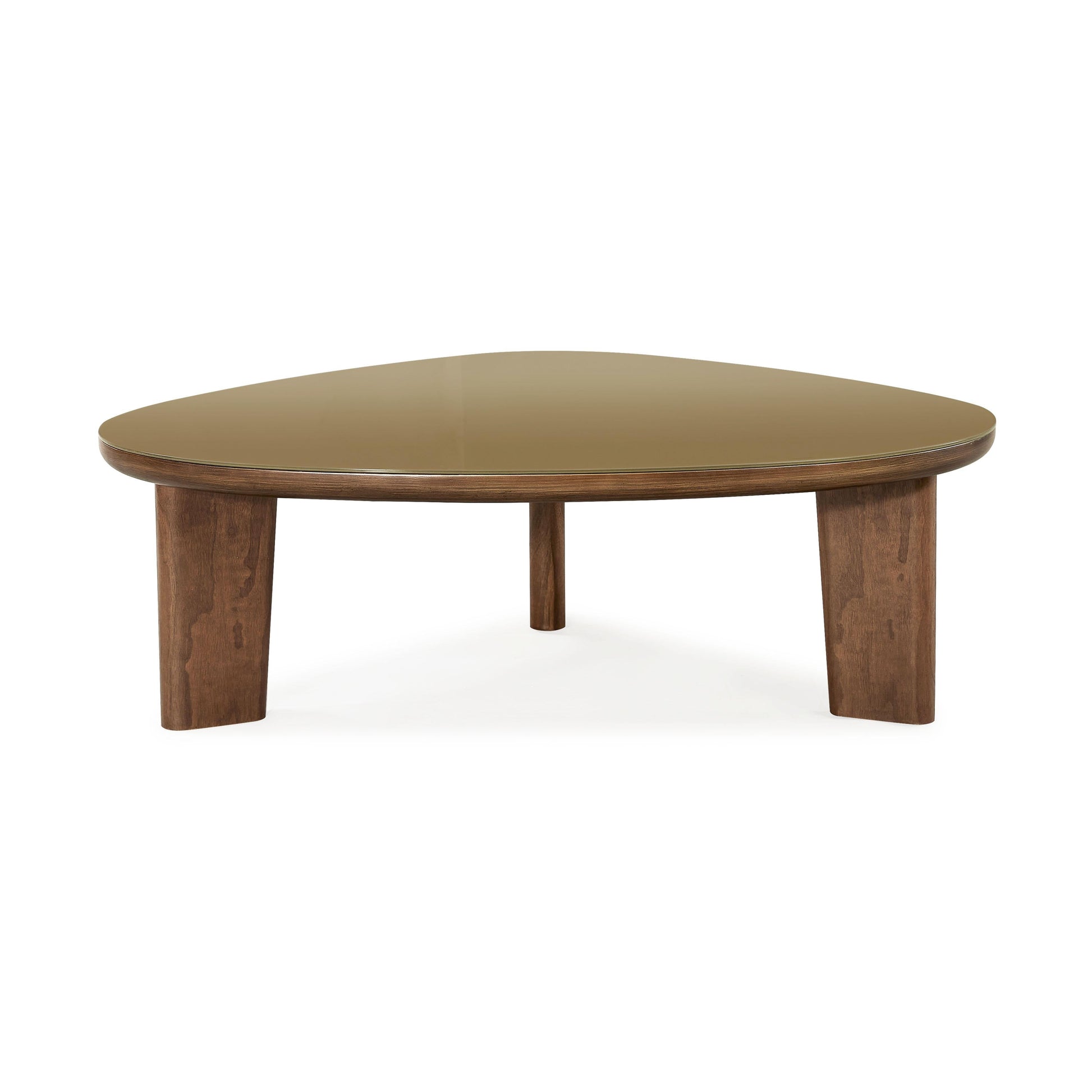 Oani 46 Walnut And Glass Triangular Coffee Table by TOV Oc69239