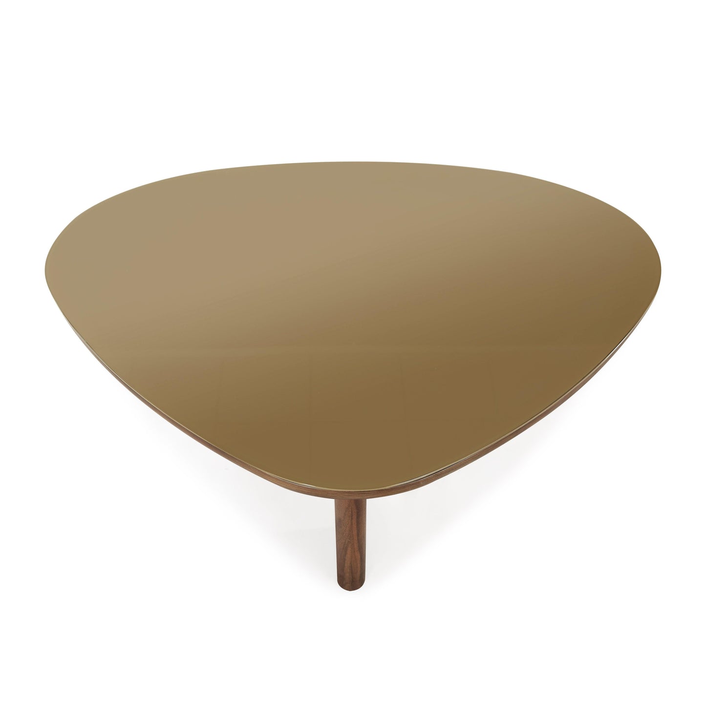Oani 46 Walnut And Glass Triangular Coffee Table by TOV Oc69239
