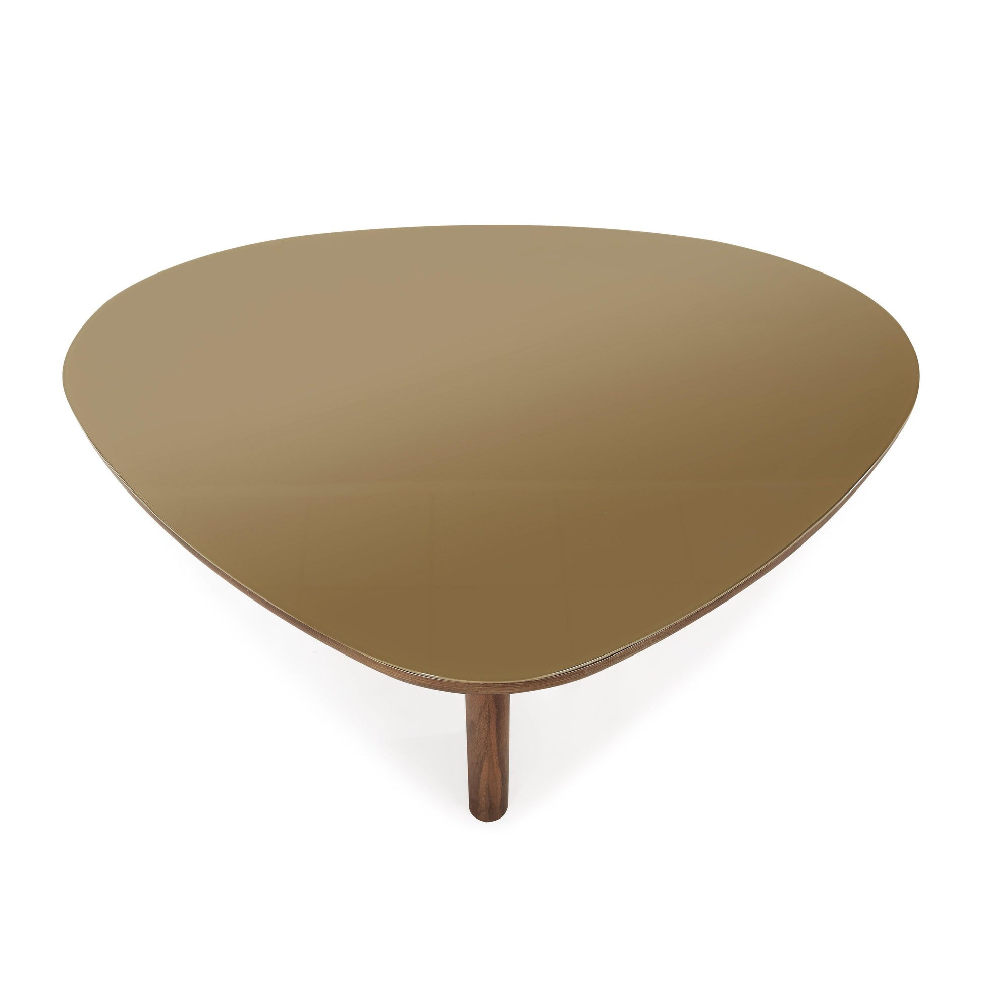 Oani 46 Walnut And Glass Triangular Coffee Table by TOV Oc69239