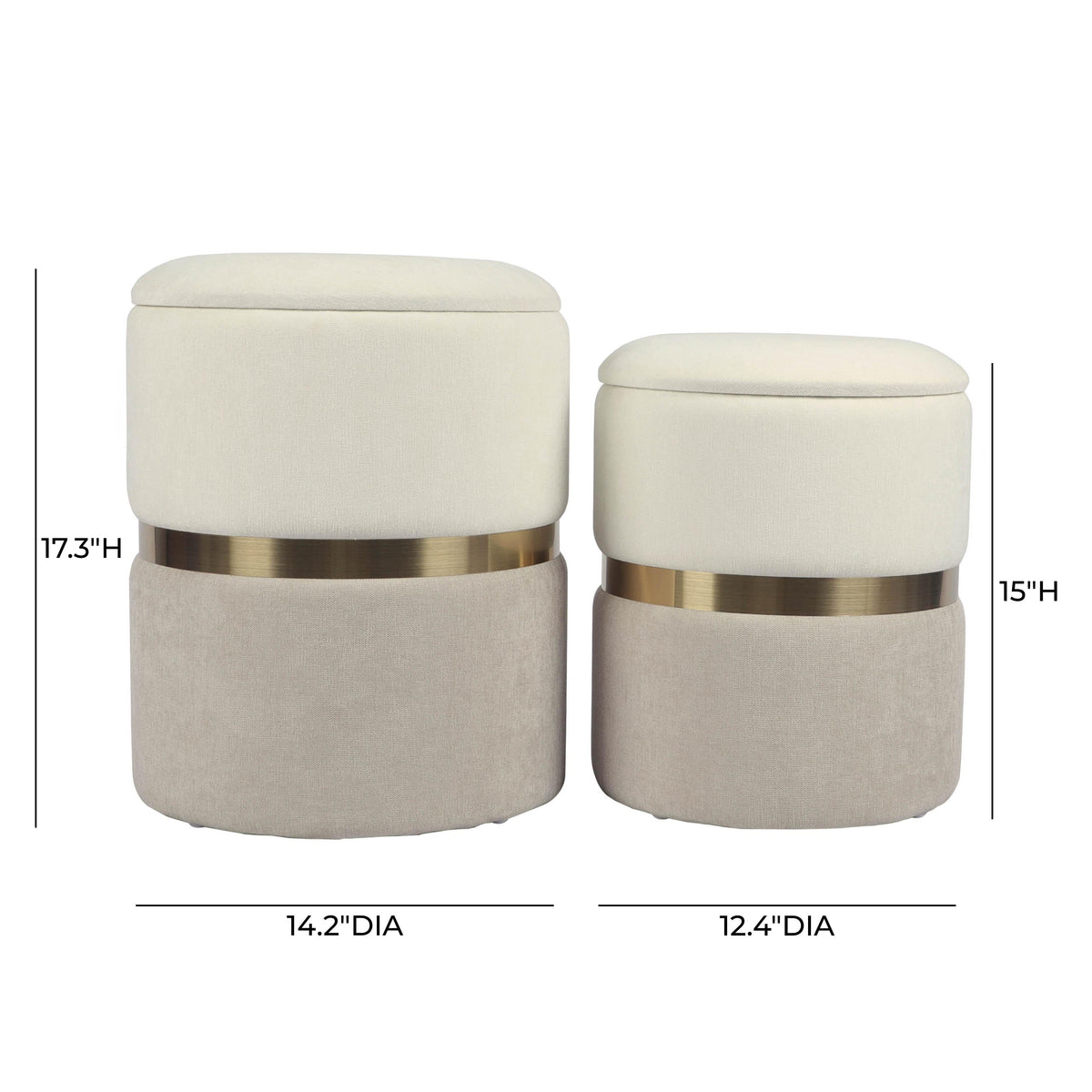 Gigi Cream and Tan Chenille Storage Ottoman - Set of 2 by TOV Furniture – photo 5 of 6