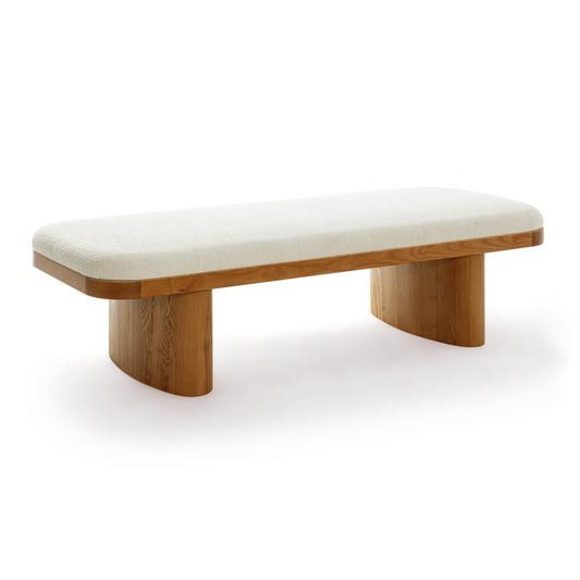 Ollie 56 5 White Performance Boucle Large Bench by TOV Oc69278