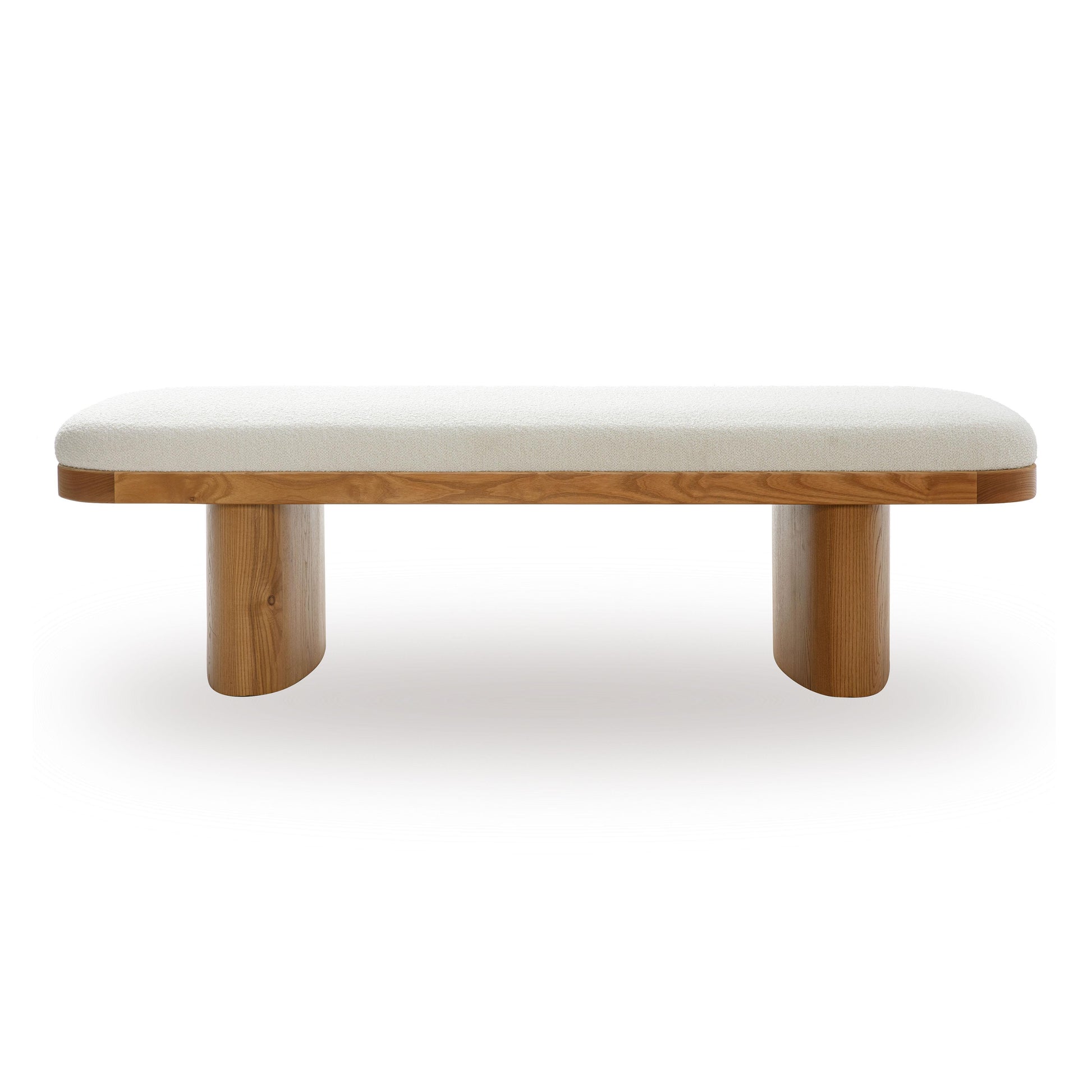 Ollie 56 5 White Performance Boucle Large Bench by TOV Oc69278