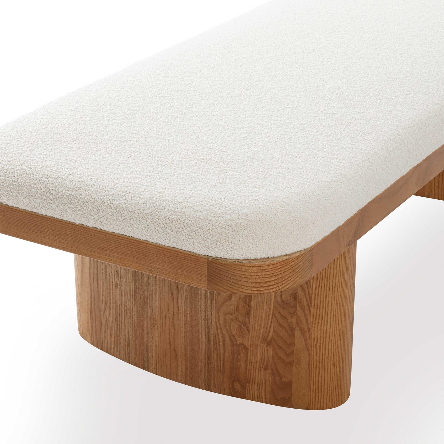 Ollie 56 5 White Performance Boucle Large Bench by TOV Oc69278