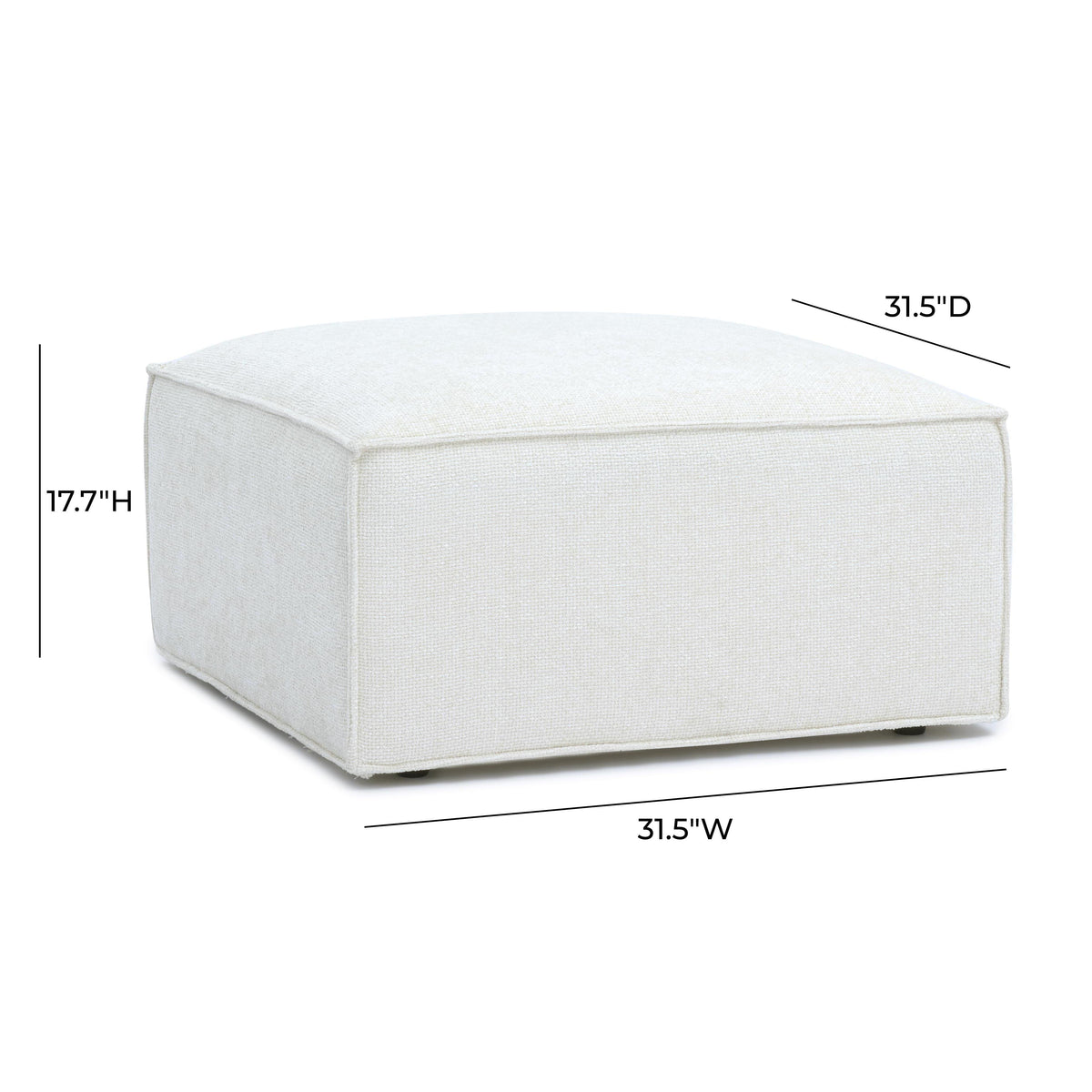 Mindy Cream Performance Chenille Basketweave Ottoman by TOV Furniture – photo 6 of 6