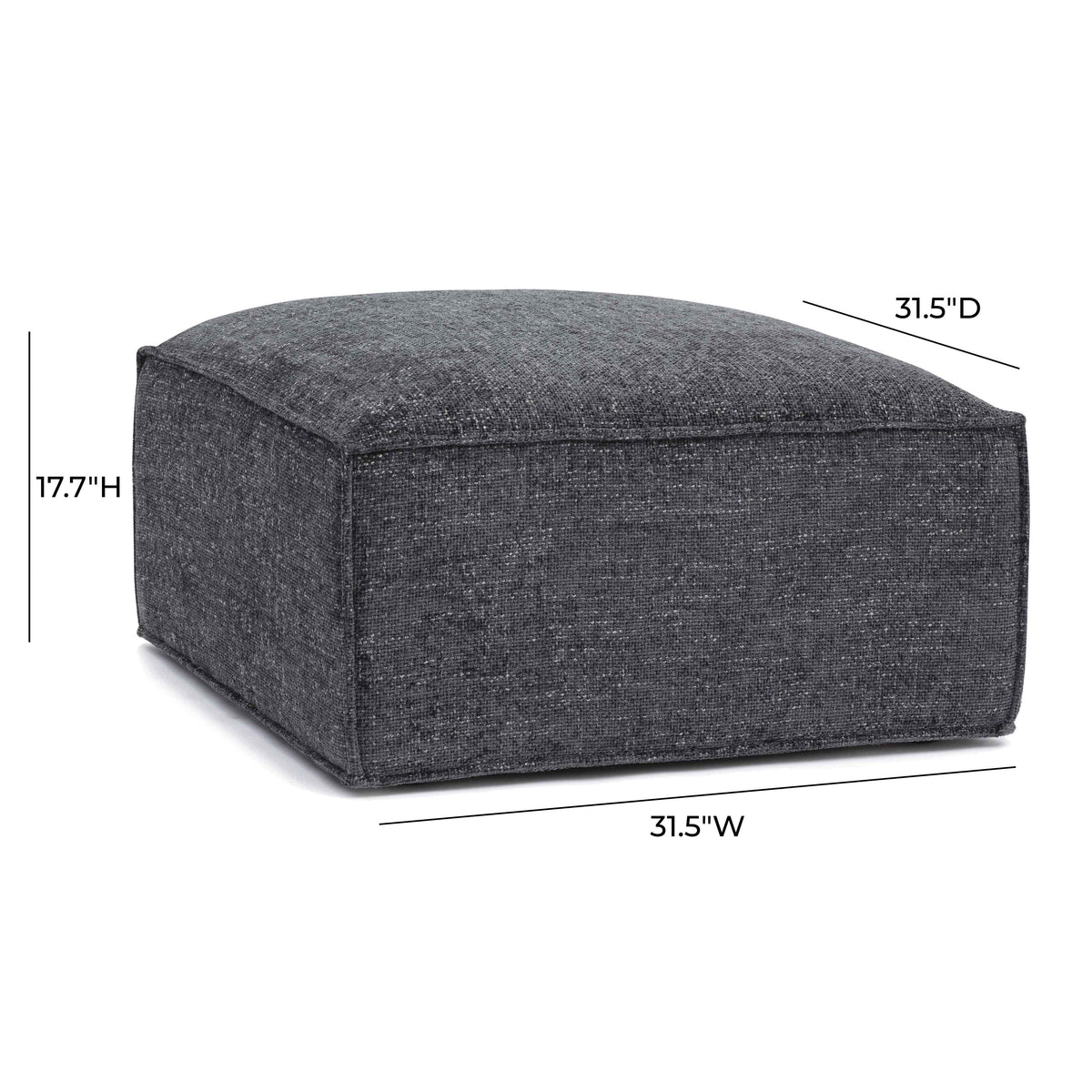 Mindy Charcoal Performance Chenille Basketweave Ottoman by TOV Furniture – photo 6 of 6