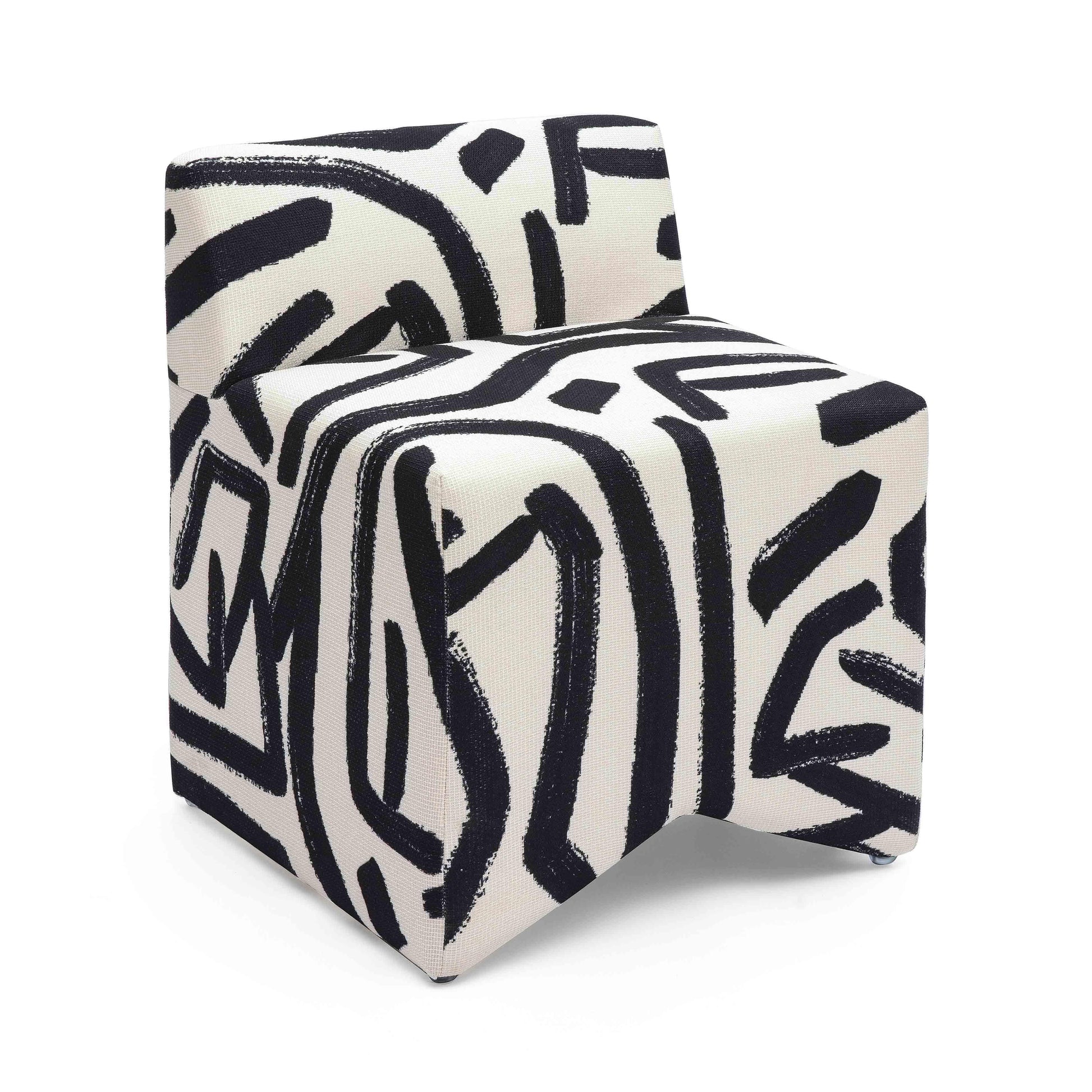Pippa Black Brushstroke Print Stool by TOV Oc69322