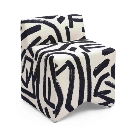 Pippa Black Brushstroke Print Stool by TOV Oc69322