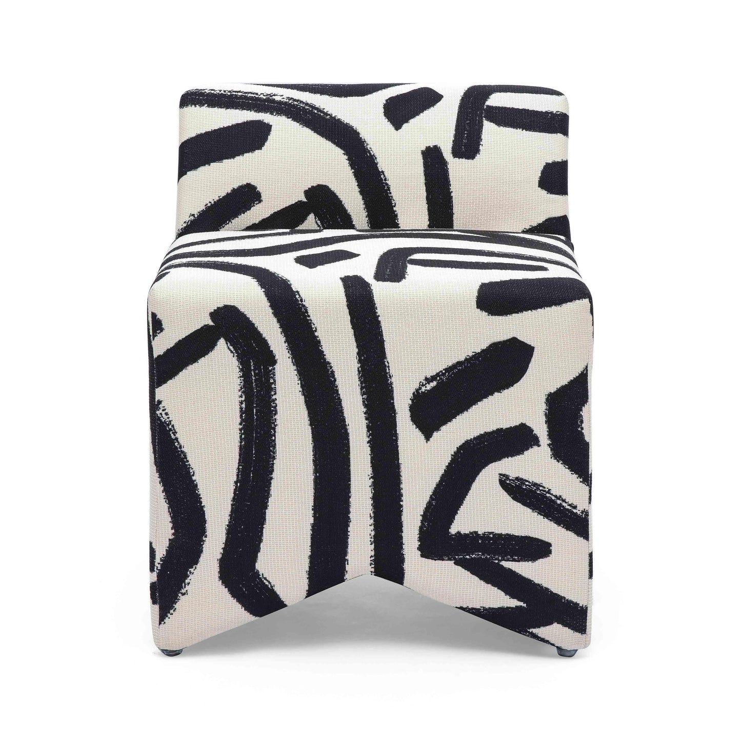 Pippa Black Brushstroke Print Stool by TOV Oc69322