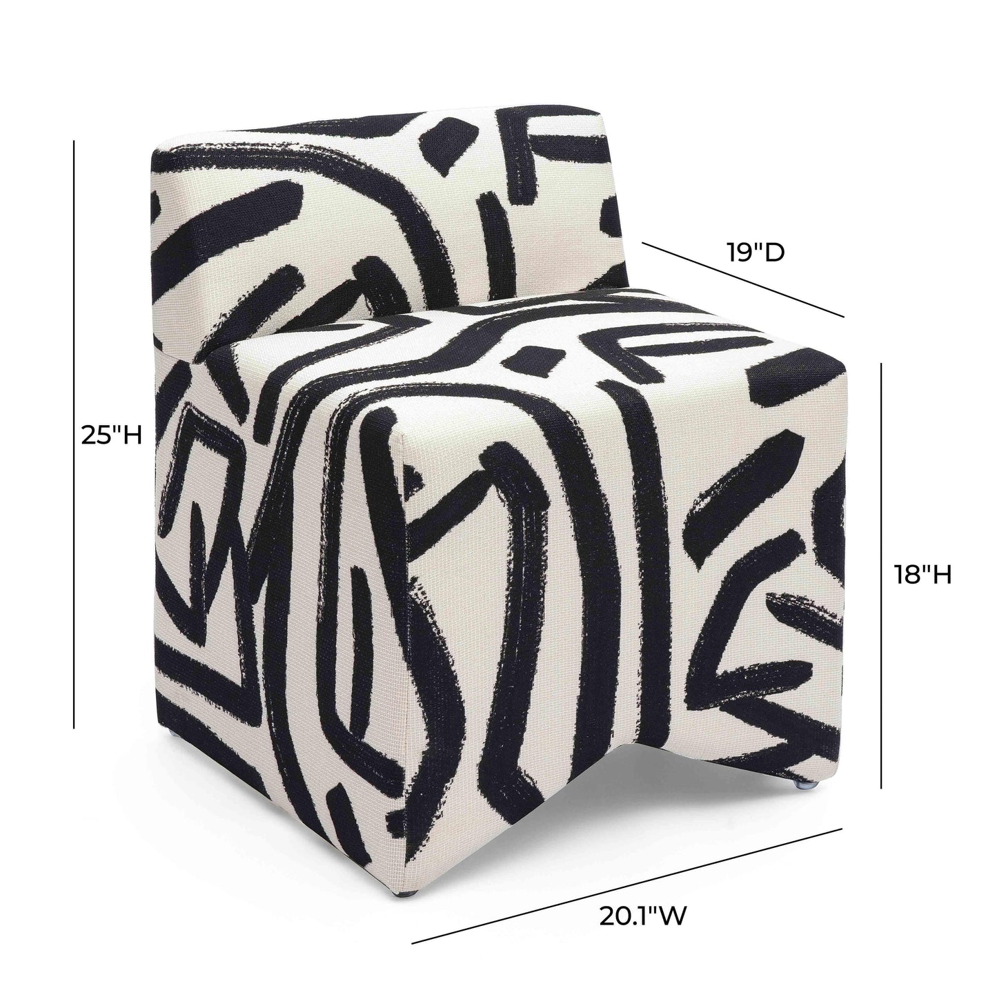 Pippa Black Brushstroke Print Stool by TOV Oc69322