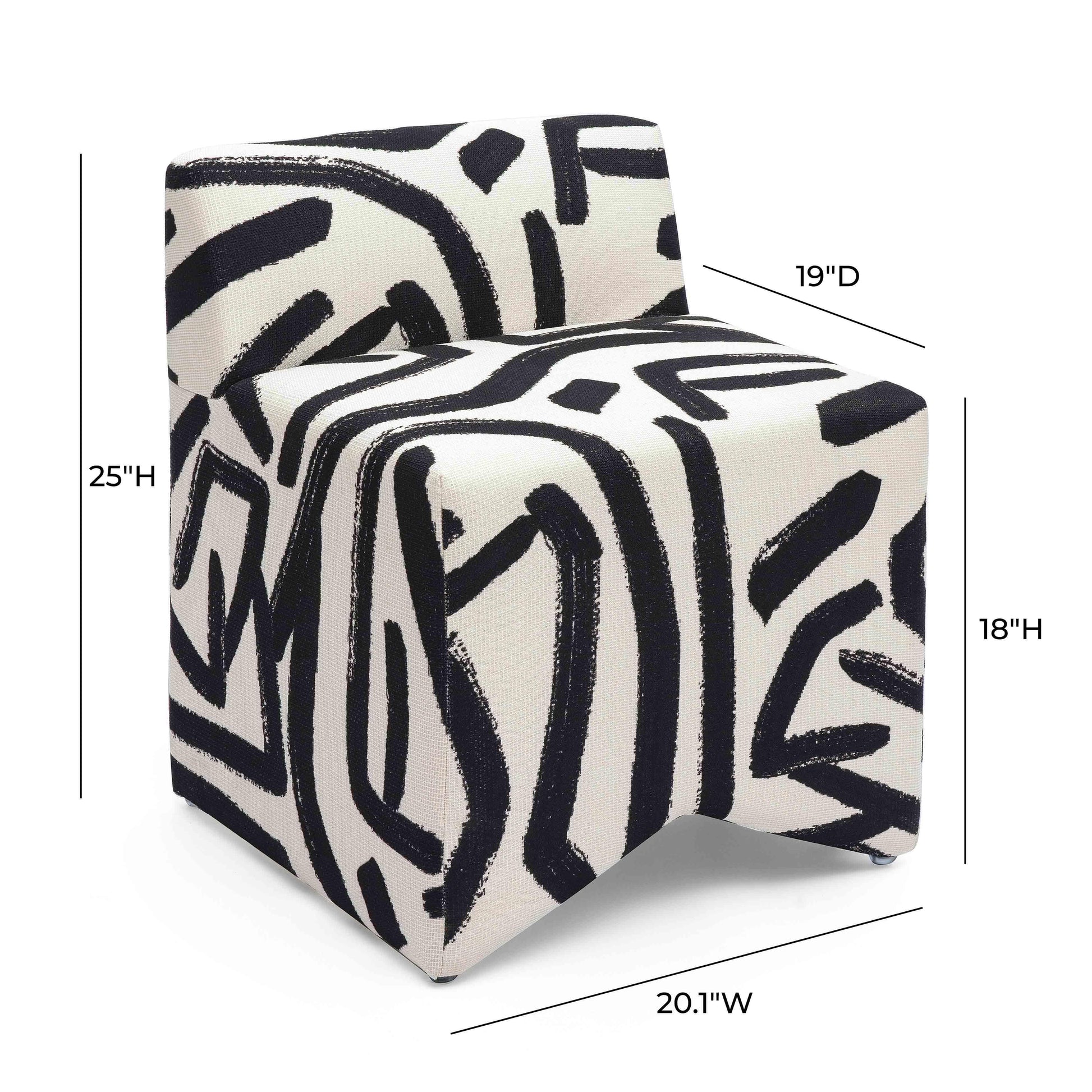 Pippa Black Brushstroke Print Stool by TOV Oc69322