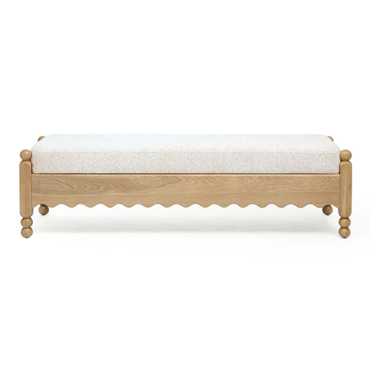 Thelma 56" Cream Performance Basketweave Bench Cream by Tov Furniture