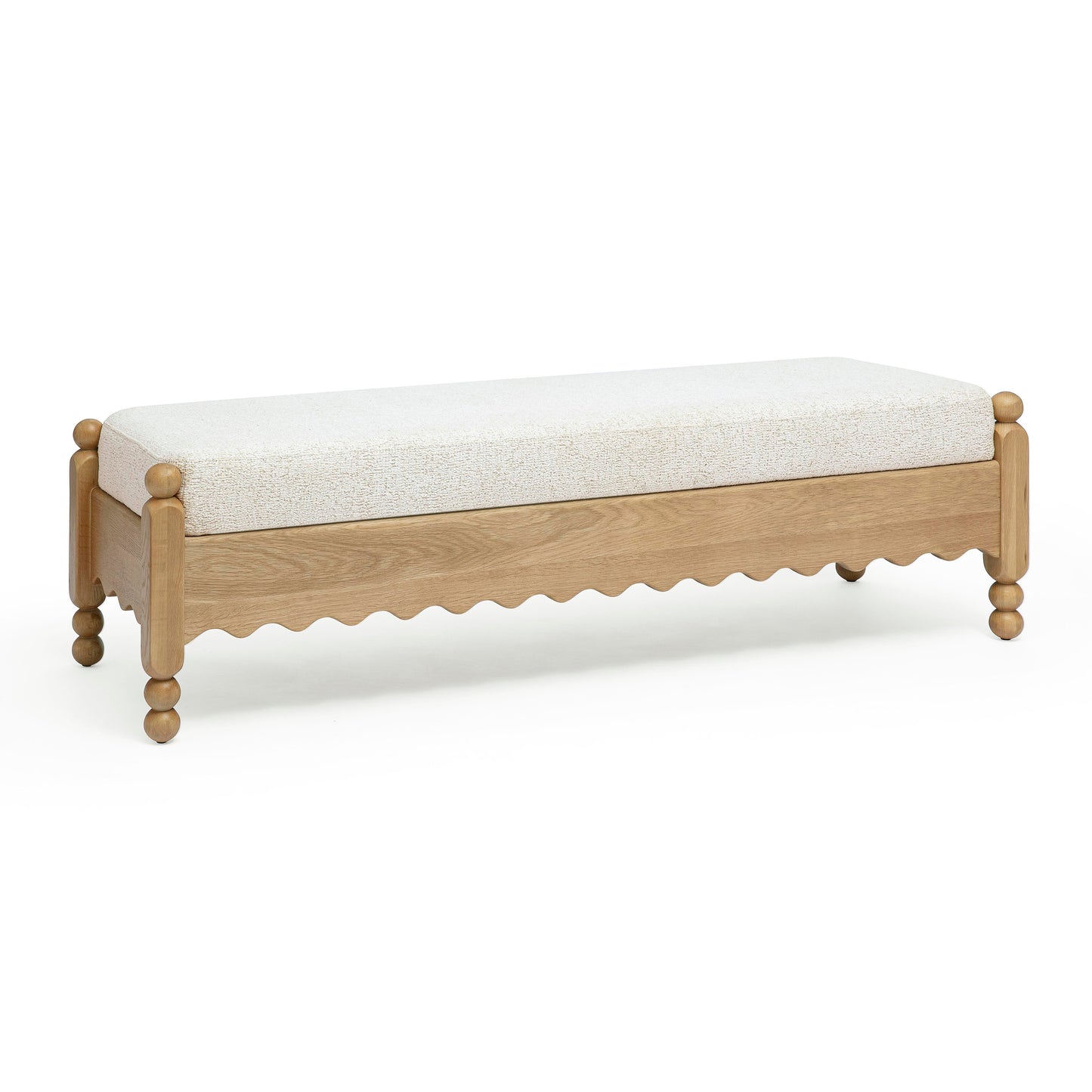 Thelma 56" Cream Performance Basketweave Bench Cream by Tov Furniture