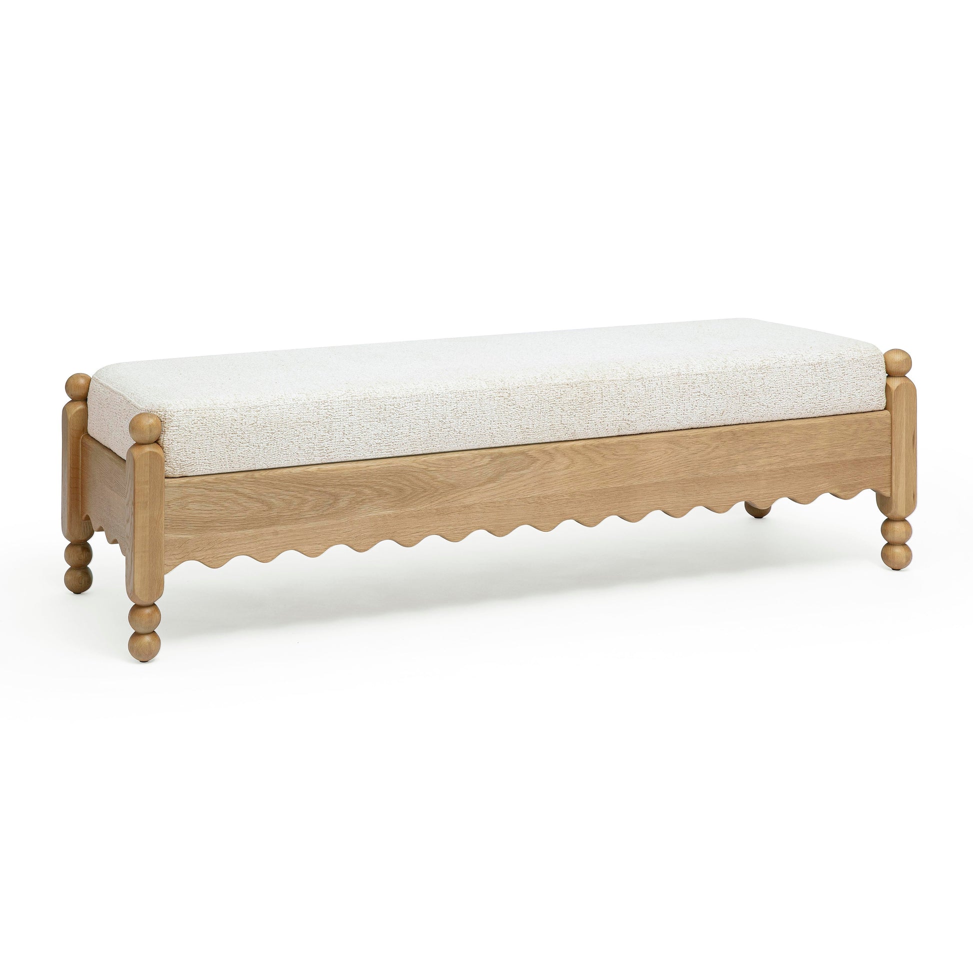 Thelma 56" Cream Performance Basketweave Bench Cream by Tov Furniture