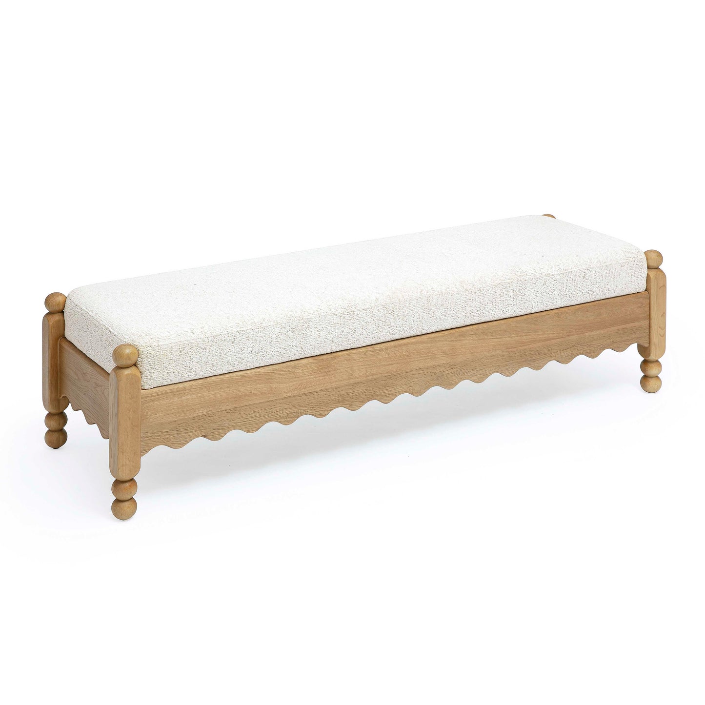 Thelma 56" Cream Performance Basketweave Bench Cream by Tov Furniture