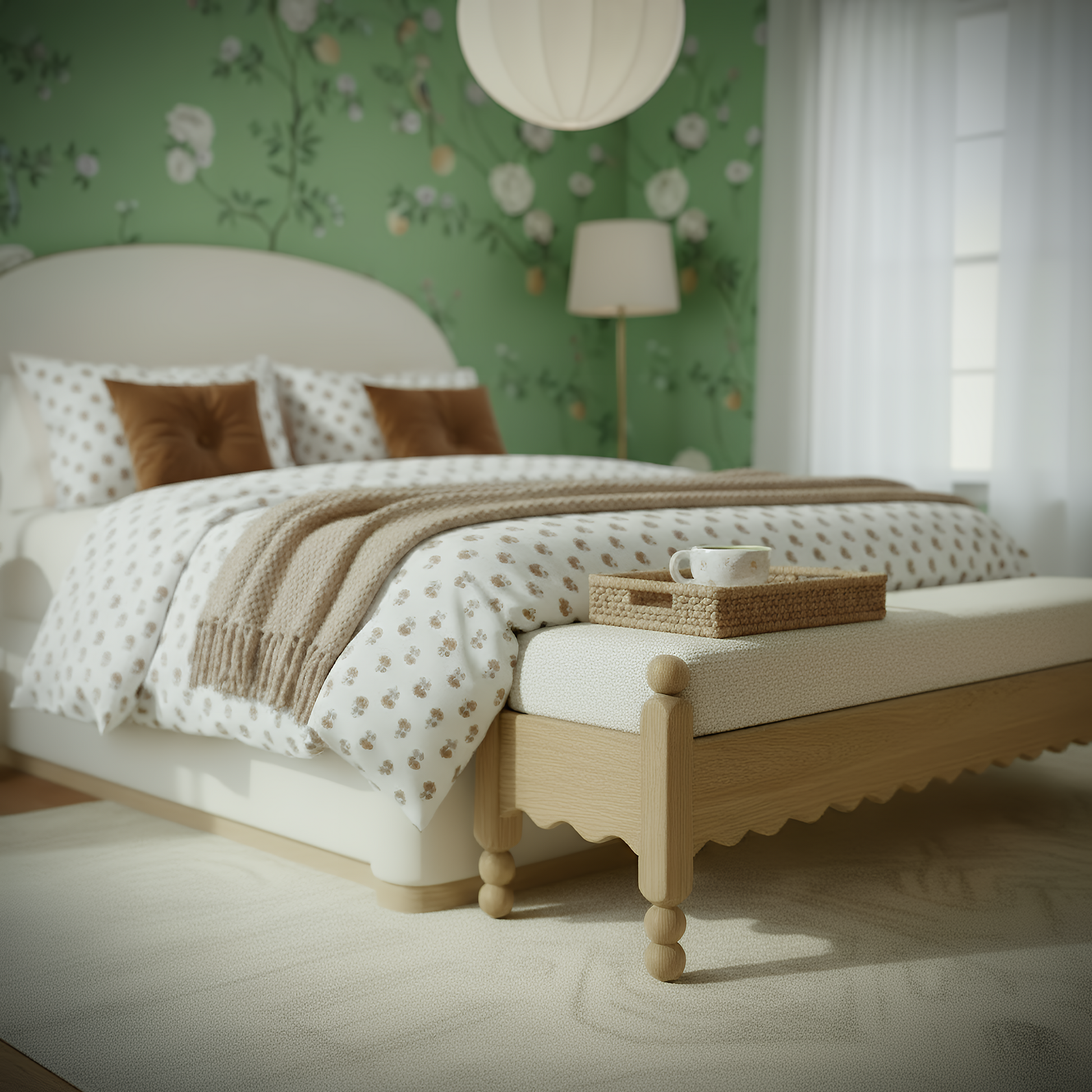 Thelma 56" Cream Performance Basketweave Bench Cream by Tov Furniture