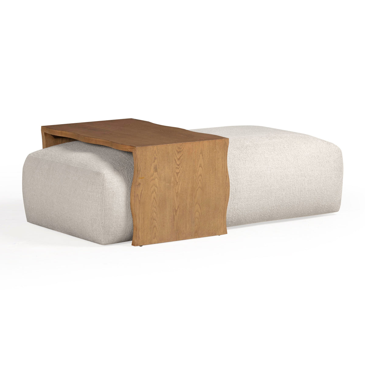 Spencer 54" Cream Performance Basketweave Ottoman with Bridge Table by TOV Furniture – photo 1 of 9
