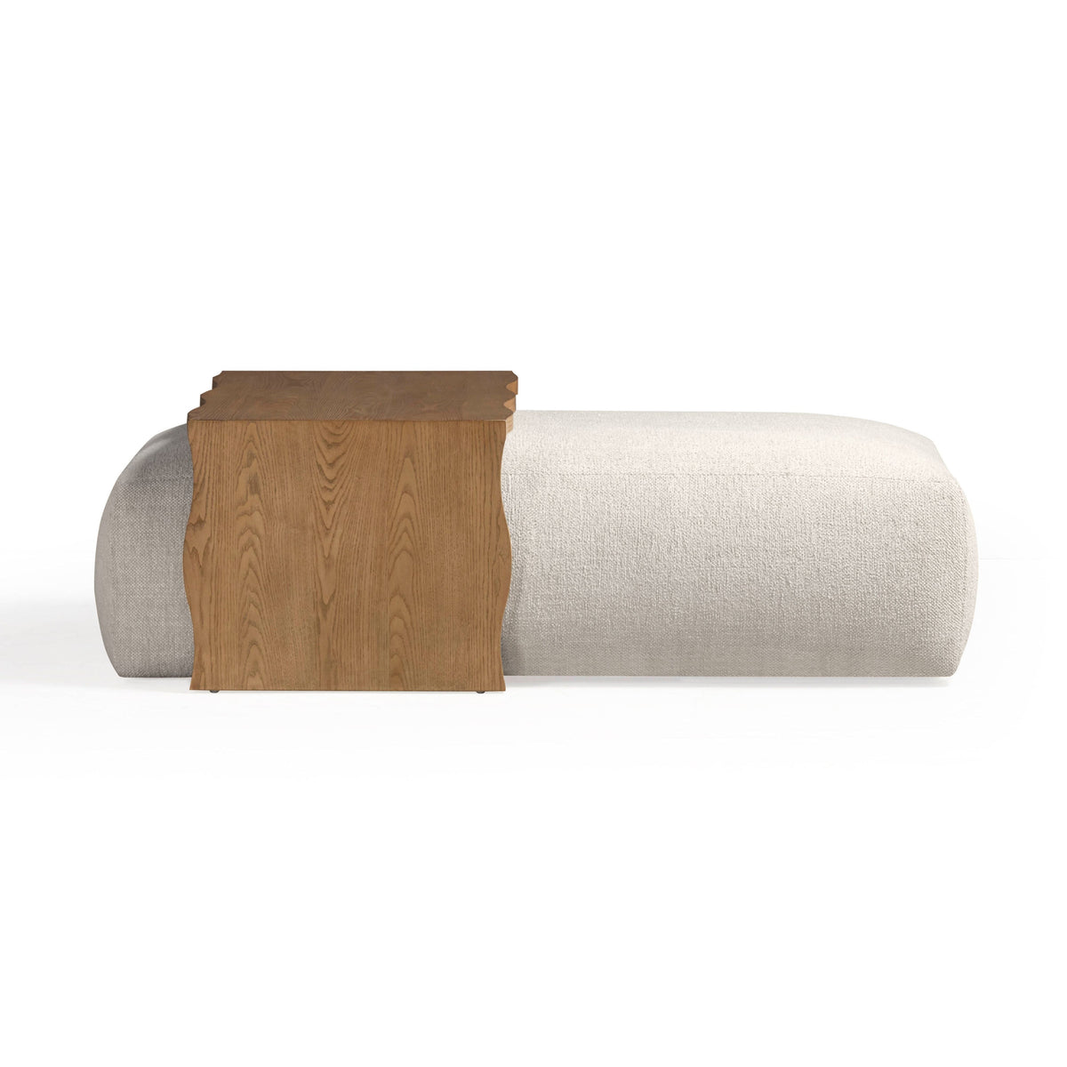 Spencer 54" Cream Performance Basketweave Ottoman with Bridge Table by TOV Furniture – photo 3 of 9