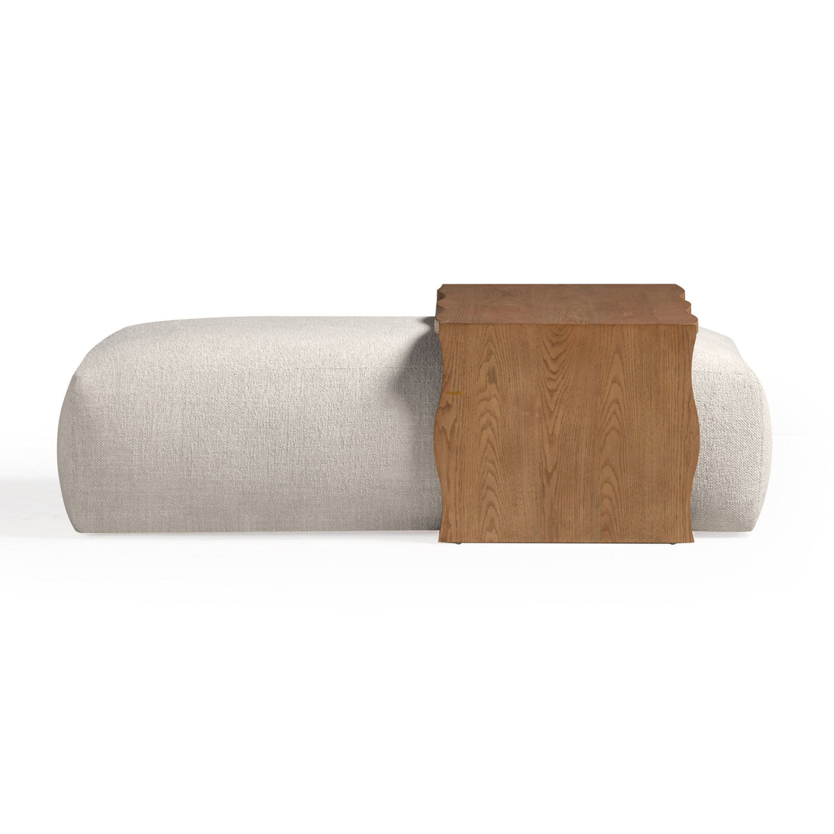 Spencer 54" Cream Performance Basketweave Ottoman with Bridge Table by TOV Furniture – photo 4 of 9