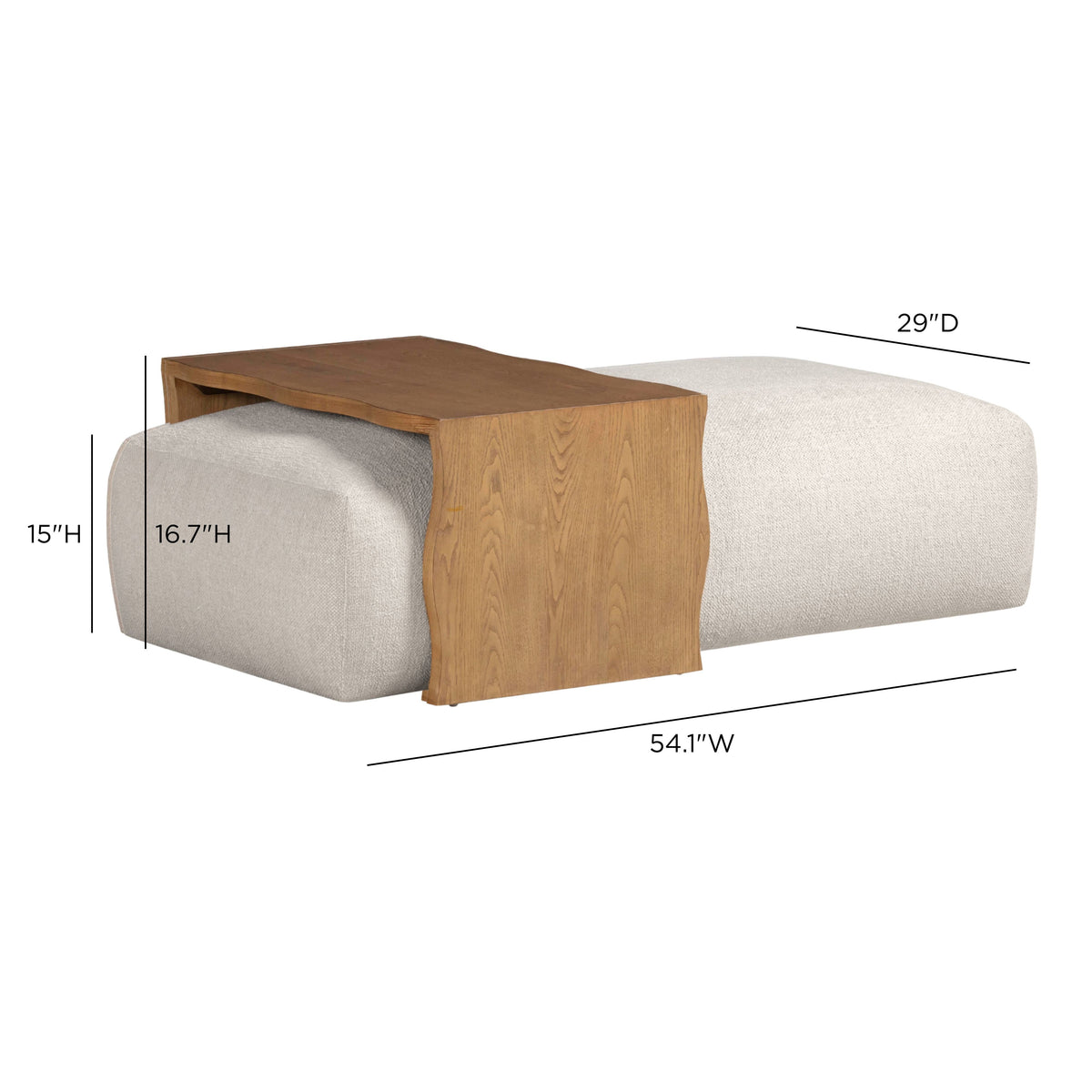 Spencer 54" Cream Performance Basketweave Ottoman with Bridge Table by TOV Furniture – photo 9 of 9